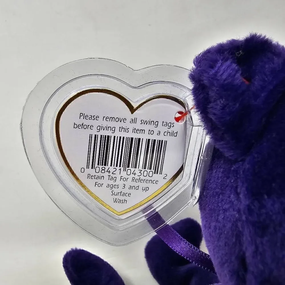 TY BEANIE BABIES PRINCESS DIANA PURPLE BEAR PE NO SPACE 97 TAG 1ST CHINA 8